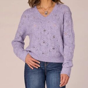 NWT Democracy Purple V-Neck Sweater Size Large